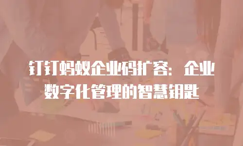 钉钉蚂蚁企业码扩容：企业数字化管理的智慧钥匙