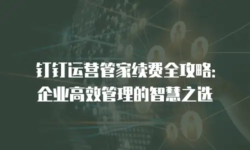钉钉运营管家续费全攻略：企业高效管理的智慧之选