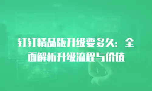 钉钉精品版升级要多久：全面解析升级流程与价值