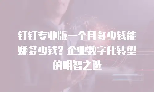 钉钉专业版一个月多少钱能赚多少钱？企业数字化转型的明智之选