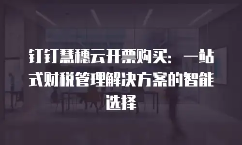 钉钉慧穗云开票购买：一站式财税管理解决方案的智能选择