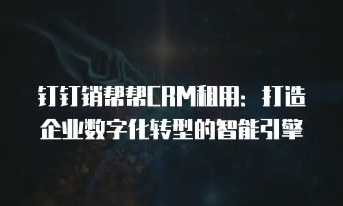 钉钉销帮帮CRM租用：打造企业数字化转型的智能引擎