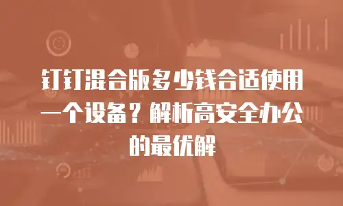 钉钉混合版多少钱合适使用一个设备？解析高安全办公的最优解