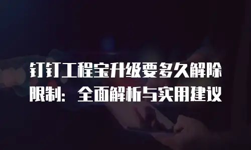 钉钉工程宝升级要多久解除限制：全面解析与实用建议