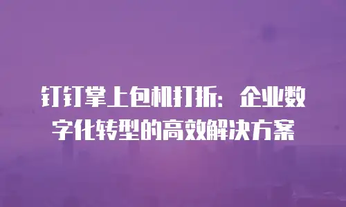 钉钉掌上包机打折：企业数字化转型的高效解决方案