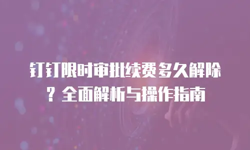 钉钉限时审批续费多久解除？全面解析与操作指南