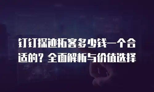 钉钉探迹拓客多少钱一个合适的？全面解析与价值选择