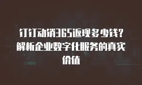 钉钉动销365返现多少钱？解析企业数字化服务的真实价值