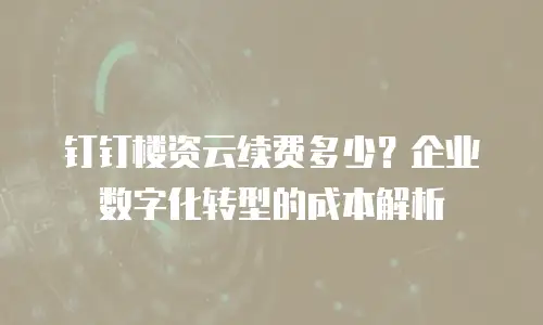 钉钉楼资云续费多少？企业数字化转型的成本解析