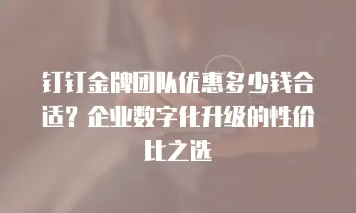 钉钉金牌团队优惠多少钱合适？企业数字化升级的性价比之选