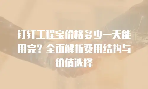钉钉工程宝价格多少一天能用完？全面解析费用结构与价值选择