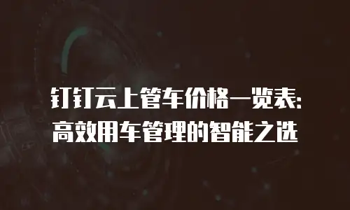 钉钉云上管车价格一览表：高效用车管理的智能之选