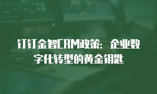 钉钉金智CRM政策：企业数字化转型的黄金钥匙