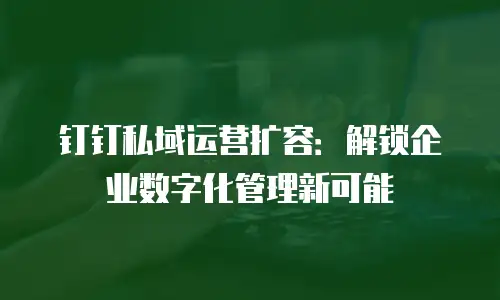 钉钉私域运营扩容：解锁企业数字化管理新可能