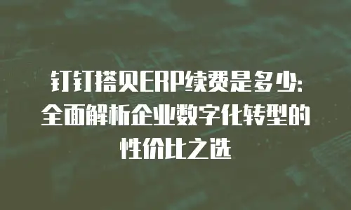 钉钉搭贝ERP续费是多少：全面解析企业数字化转型的性价比之选