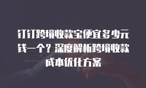 钉钉跨境收款宝便宜多少元钱一个？深度解析跨境收款成本优化方案