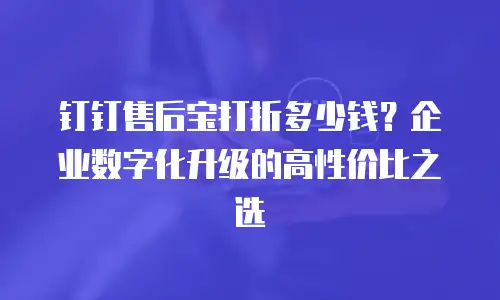 钉钉售后宝打折多少钱？企业数字化升级的高性价比之选