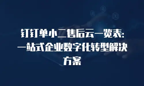 钉钉单小二售后云一览表：一站式企业数字化转型解决方案