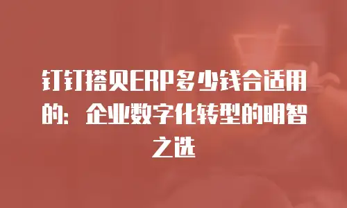 钉钉搭贝ERP多少钱合适用的：企业数字化转型的明智之选