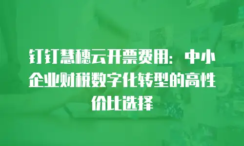 钉钉慧穗云开票费用：中小企业财税数字化转型的高性价比选择