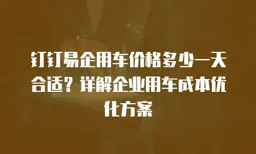 钉钉易企用车价格多少一天合适？详解企业用车成本优化方案