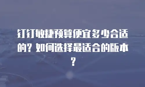 钉钉敏捷预算便宜多少合适的？如何选择最适合的版本？
