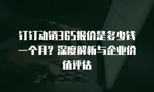 钉钉动销365报价是多少钱一个月？深度解析与企业价值评估