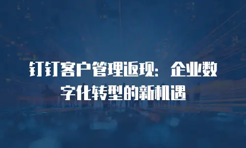 钉钉客户管理返现：企业数字化转型的新机遇