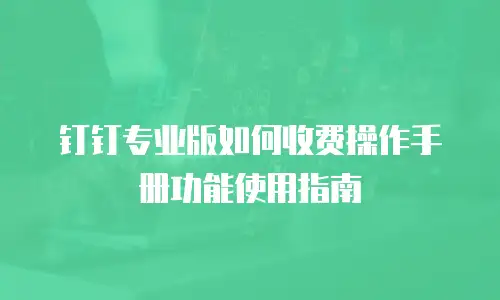 钉钉专业版如何收费操作手册功能使用指南