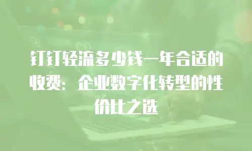 钉钉轻流多少钱一年合适的收费：企业数字化转型的性价比之选