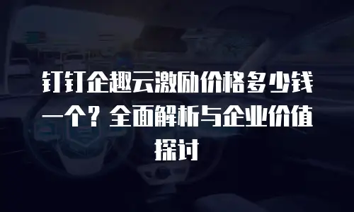 钉钉企趣云激励价格多少钱一个？全面解析与企业价值探讨