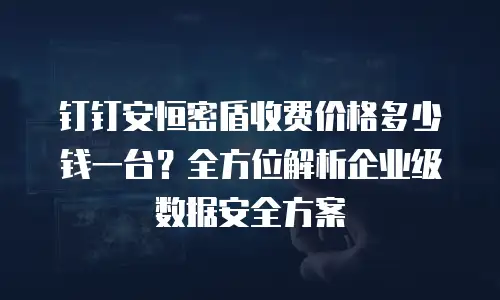 钉钉安恒密盾收费价格多少钱一台？全方位解析企业级数据安全方案