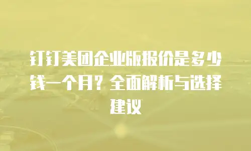 钉钉美团企业版报价是多少钱一个月？全面解析与选择建议
