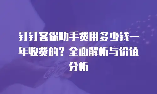 钉钉客保助手费用多少钱一年收费的？全面解析与价值分析