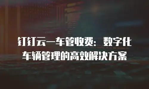 钉钉云一车管收费：数字化车辆管理的高效解决方案