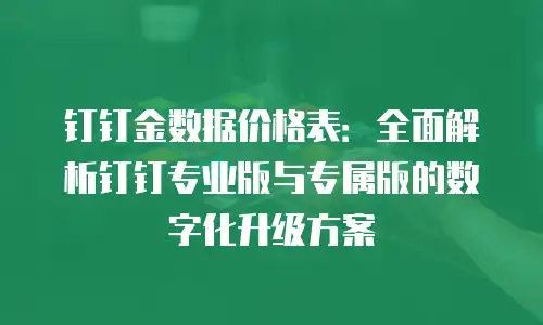 钉钉金数据价格表：全面解析钉钉专业版与专属版的数字化升级方案