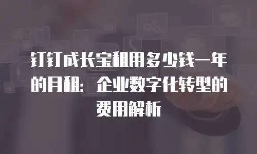 钉钉成长宝租用多少钱一年的月租：企业数字化转型的费用解析