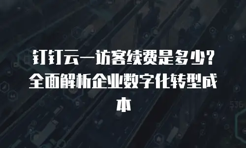 钉钉云一访客续费是多少？全面解析企业数字化转型成本