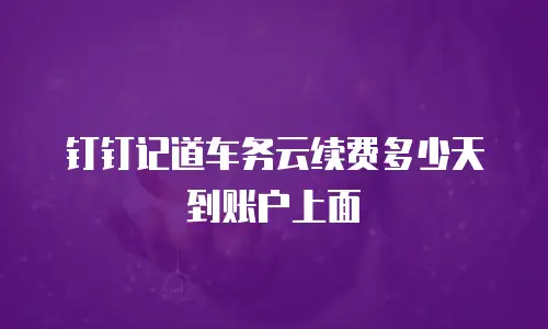 钉钉记道车务云续费多少天到账户上面