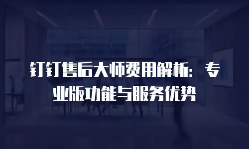 钉钉售后大师费用解析：专业版功能与服务优势