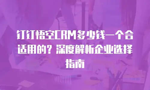钉钉悟空CRM多少钱一个合适用的？深度解析企业选择指南