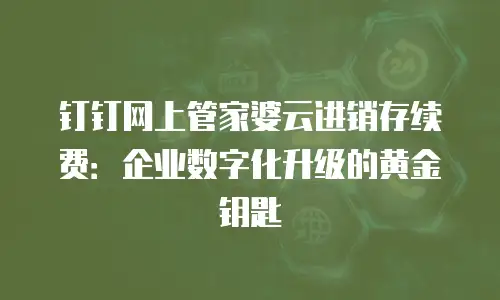 钉钉网上管家婆云进销存续费：企业数字化升级的黄金钥匙