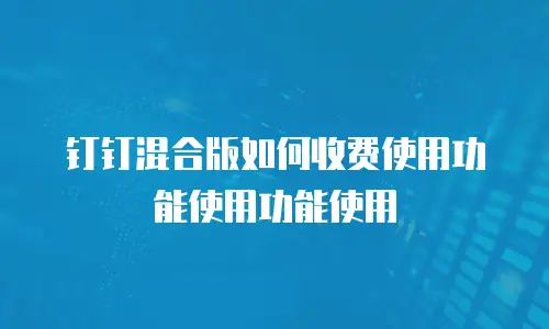 钉钉混合版如何收费使用功能使用功能使用
