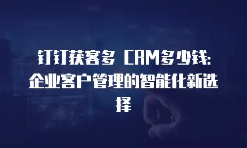 钉钉获客多 CRM多少钱：企业客户管理的智能化新选择