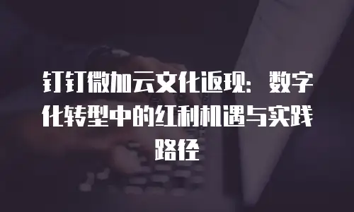 钉钉微加云文化返现：数字化转型中的红利机遇与实践路径