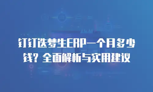 钉钉迭梦生ERP一个月多少钱？全面解析与实用建议