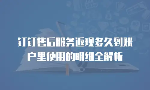 钉钉售后服务返现多久到账户里使用的明细全解析