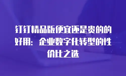 钉钉精品版便宜还是贵的的好用：企业数字化转型的性价比之选