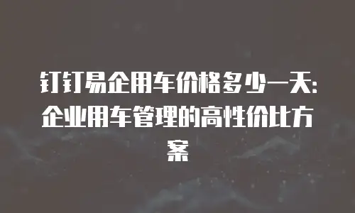 钉钉易企用车价格多少一天：企业用车管理的高性价比方案
