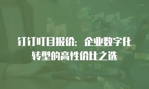 钉钉盯目报价：企业数字化转型的高性价比之选